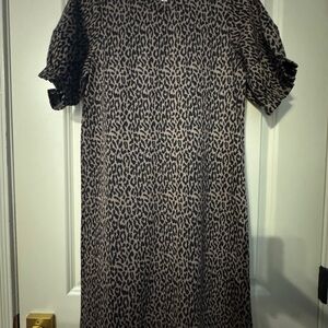 THML Black and White Flutter Sleeve Midi Dress